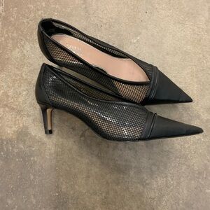 Zara witchy whimsigoth kitten heels pointed toe‎ mesh heels vampy